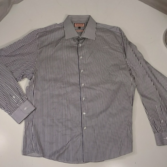 Thomas Pink Dress Shirt Blue Collection Cotton 18 - Picture 7 of 8